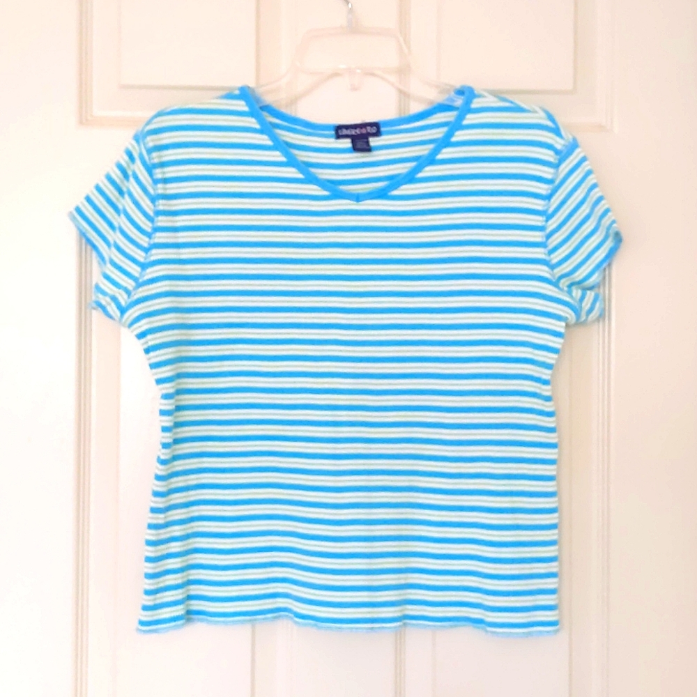 NWOT. Limited Too 100% Cotton Short Sleeve Tee with multi color stripes.